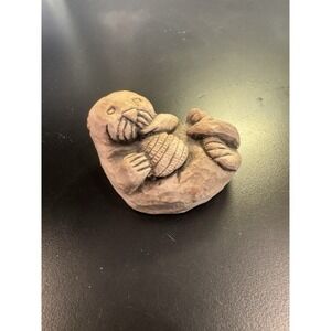 Alaska Earthquake Clay Sculpture Sea Otter Figurine Handmade  Original
